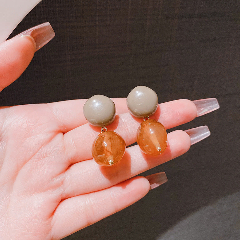 Women's Needle Coffee Color Series Design Sense Earrings