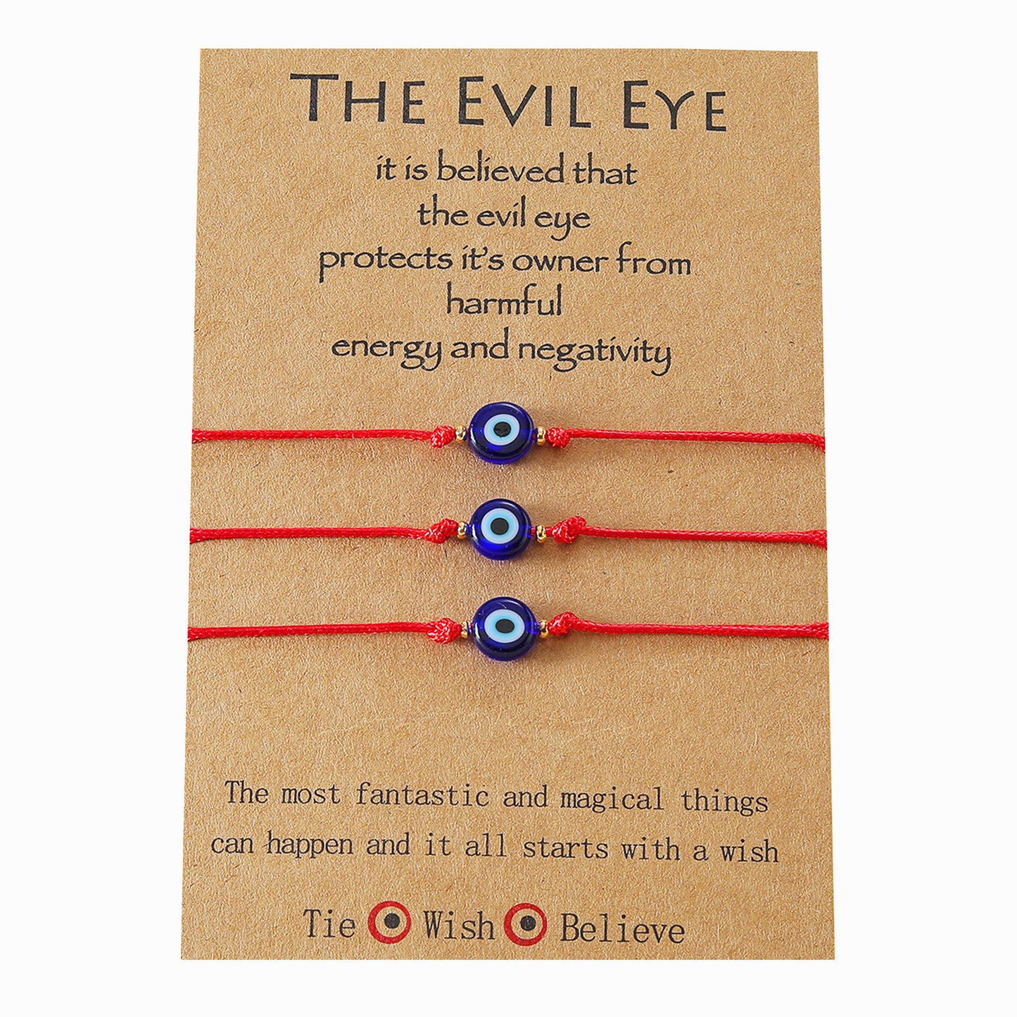 Personalized Blue Glass Devil Eye Wax Bracelets