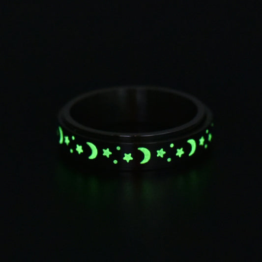 Women's Moon Luminous Rotatable Stainless Steel Classic Style Rings