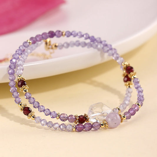 Amethyst Beaded Double Niche High Sense Bracelets