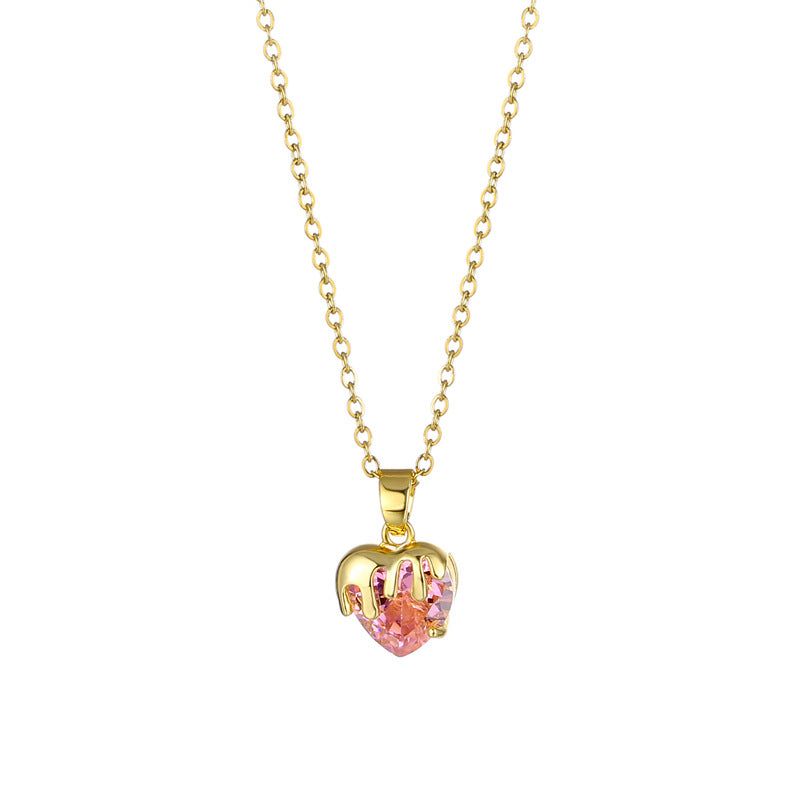 Heart-shaped Zircon Female Stainless Steel Crystal Clavicle Necklaces