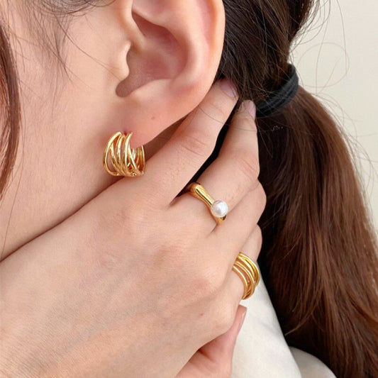 Style Delicate Pearl Glossy Lady Temperament Mori Fashion Rings