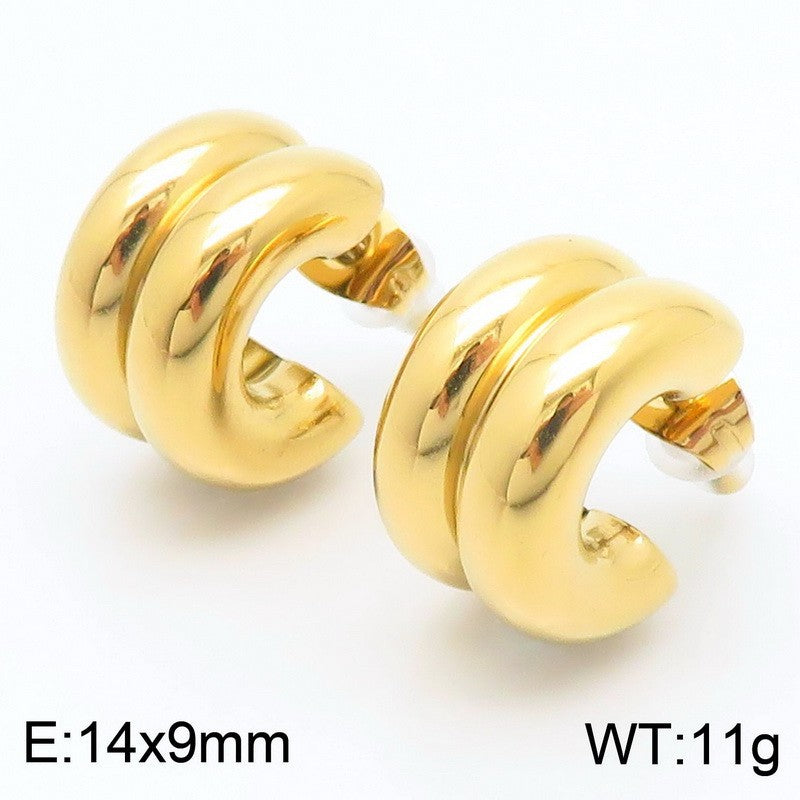 Two-tone Shaped Stainless Steel Commuting Fashion Earrings