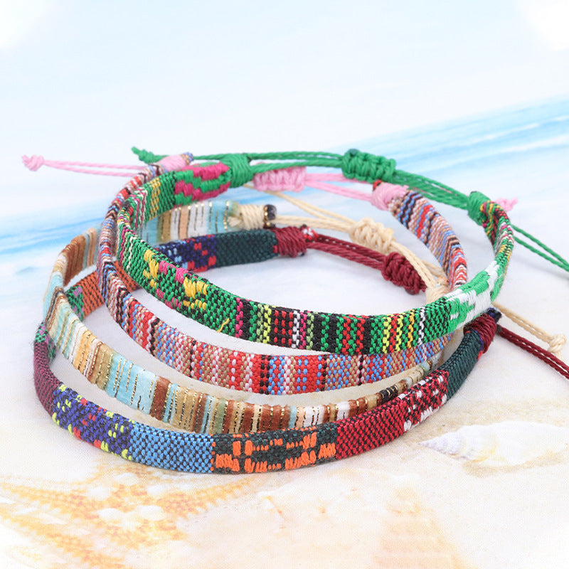 Style Cotton Linen Woven Fabric Carrying Bracelets