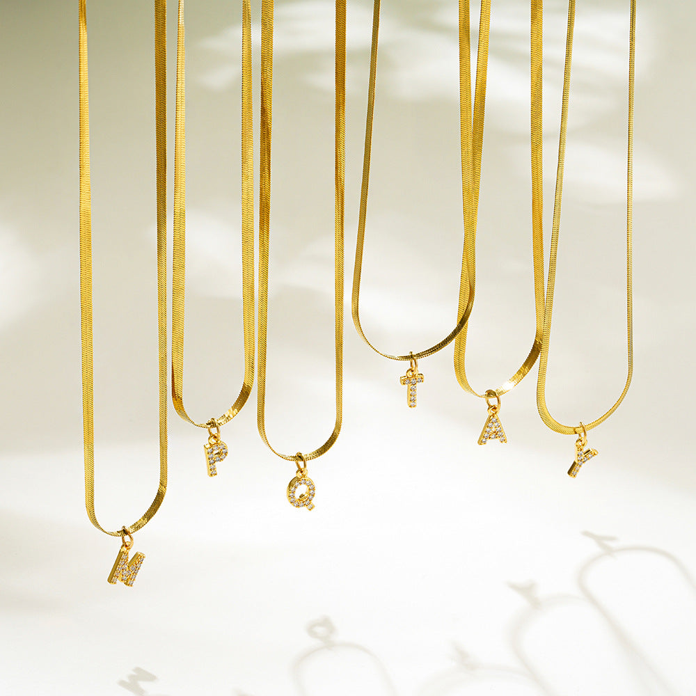 Stainless Steel Snake Bones Chain Letter Necklaces