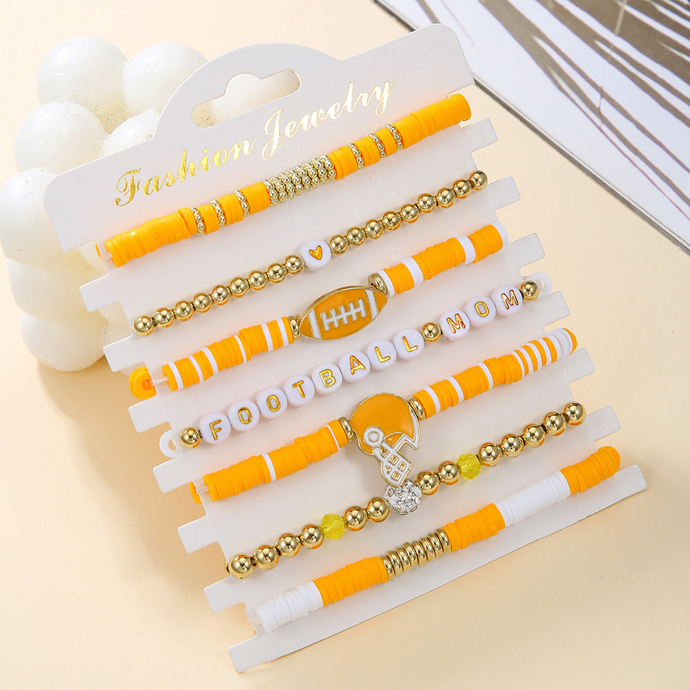 Baseball Sports Set Polymer Clay Rugby Colorful Bracelets