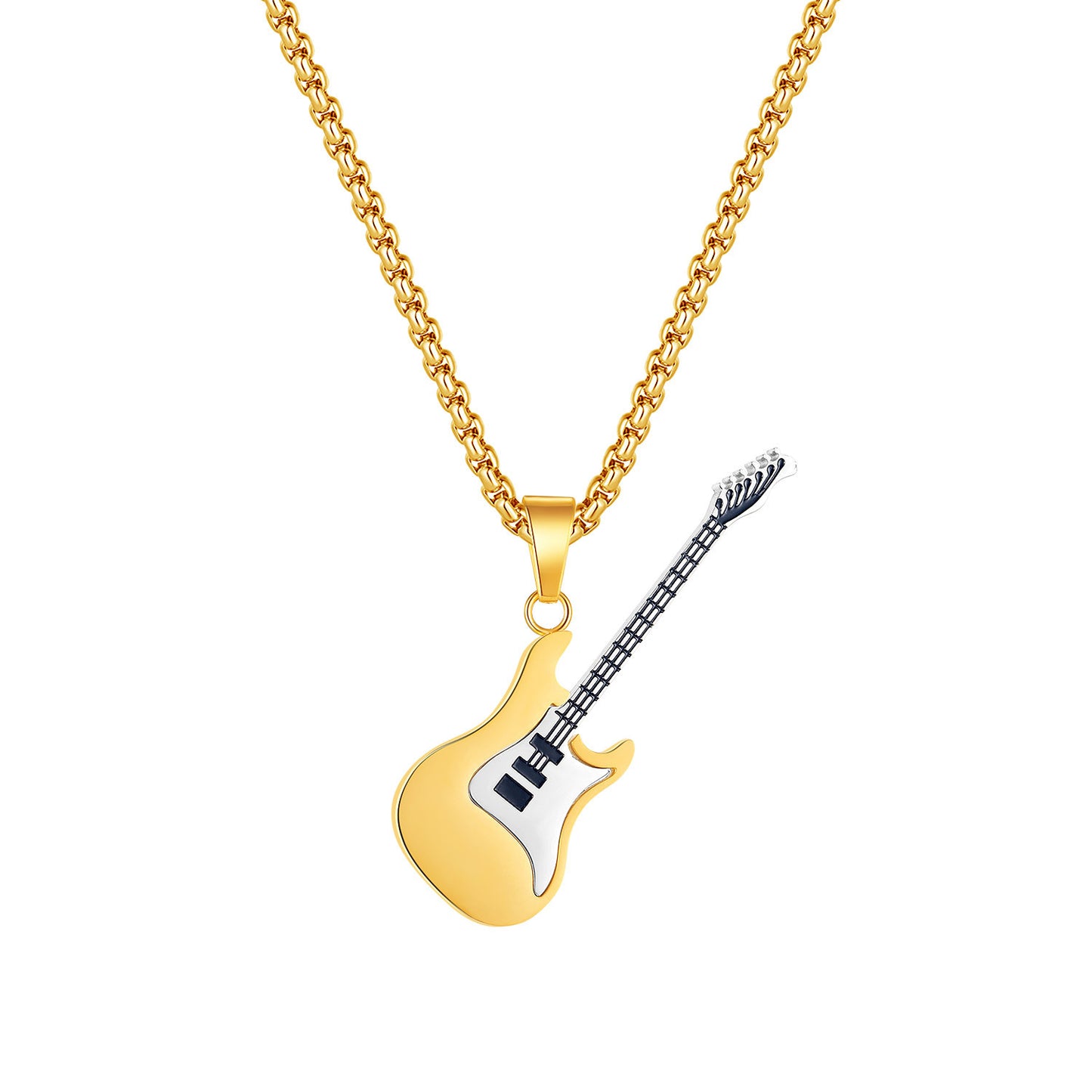 Men's Fashion Stainless Steel Guitar Street Classic Necklaces