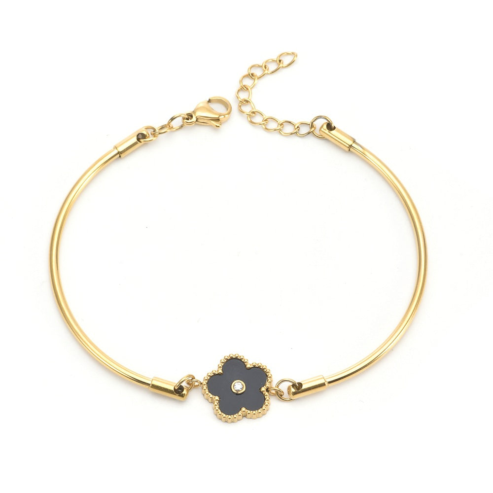 Steel Pork Belly Four-leaf Clover Fashion Double-sided Bracelets