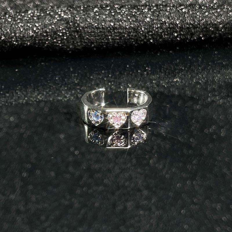 Colorful Crystals Zircon Light Luxury Open Female Design Rings