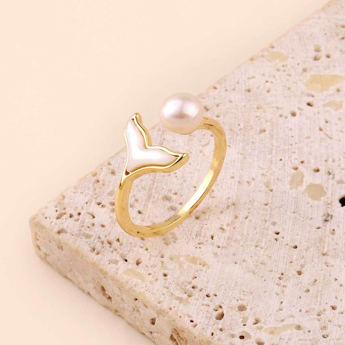 Real Gold Color Retaining Mermaid Tail Shell Rings