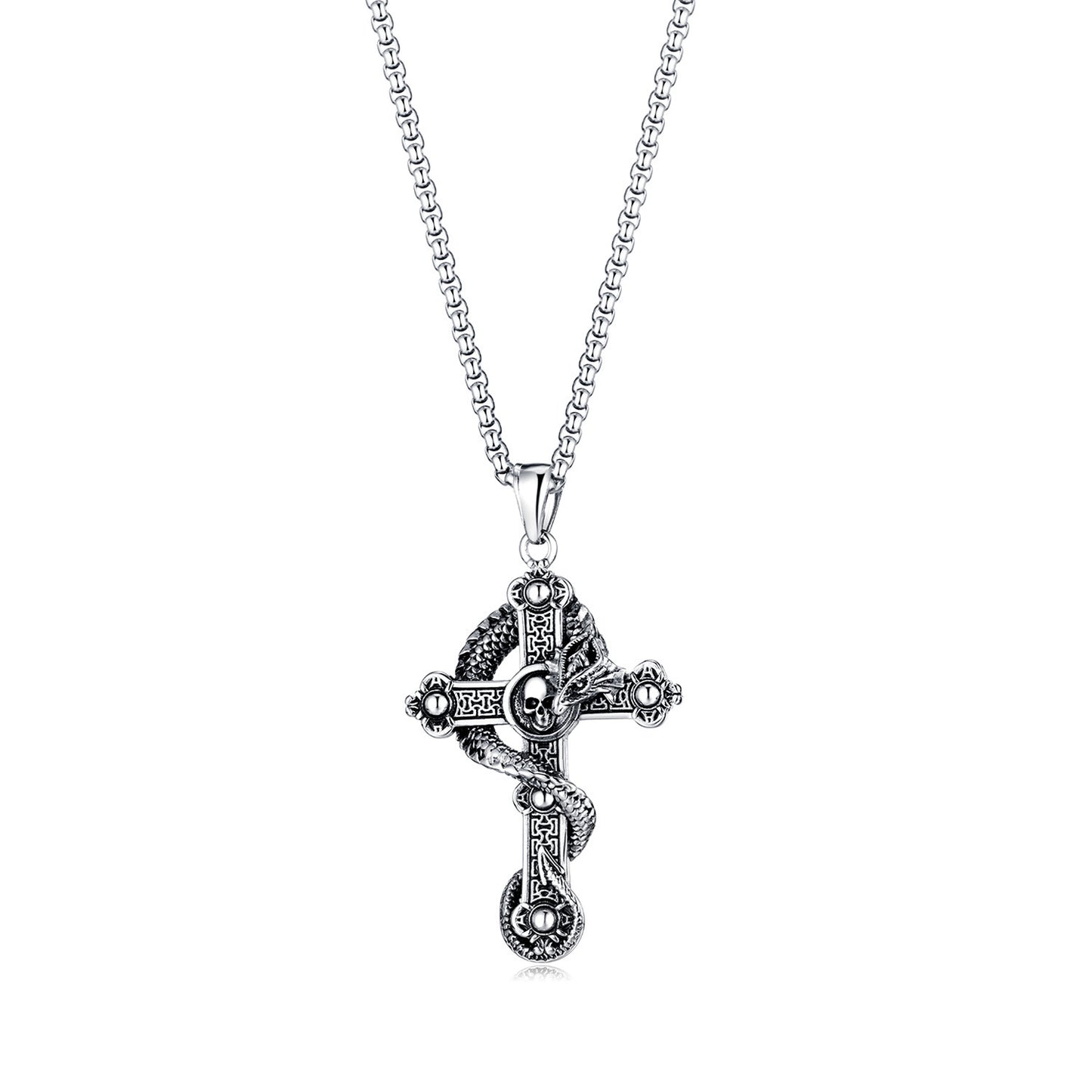 Men's Retro Titanium Steel Skull Cross Personalized Necklaces