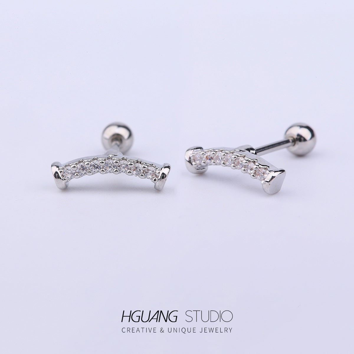Steel Gold Micro Inlaid Zirconium Ear Earrings