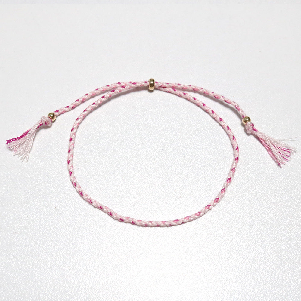 Women's & Men's Colorful Cotton String Friendship Copper Bead Bracelets