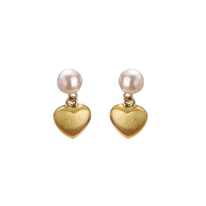 Brushed Love Freshwater Pearl Ear Design Earrings