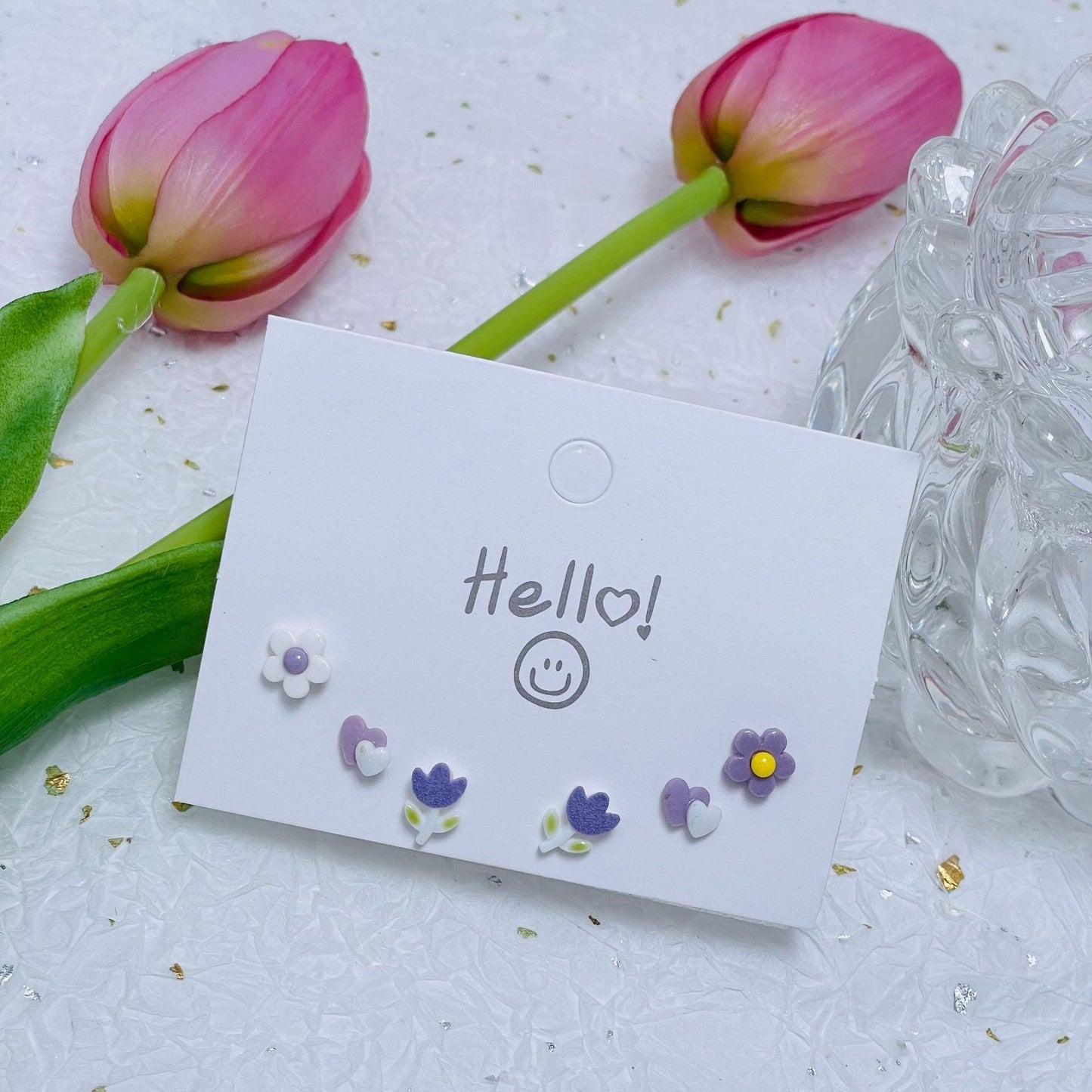 Sier Needle Ceramic Ear Suit Summer Earrings
