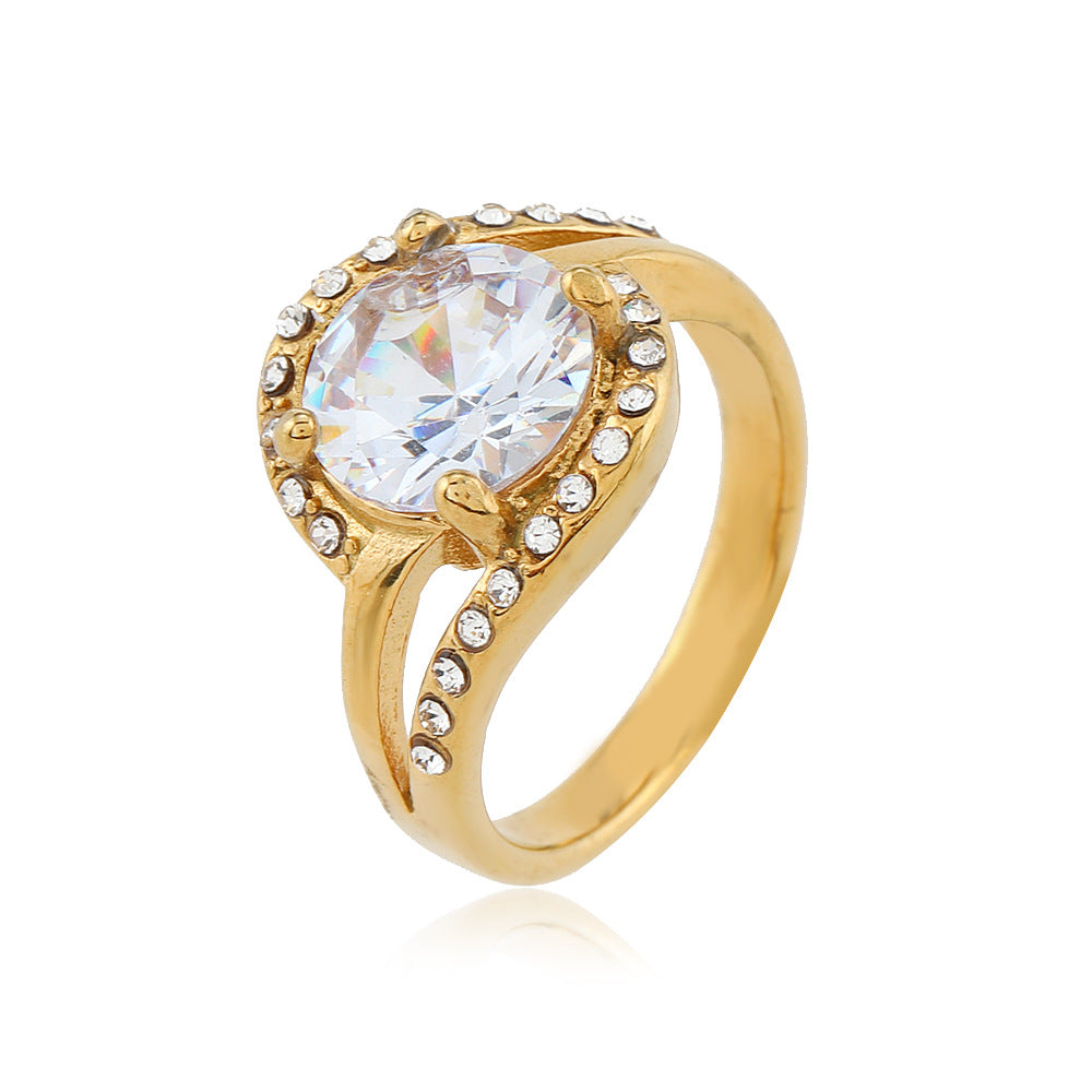 Inlaid Zircon Titanium Steel Female Advanced Rings