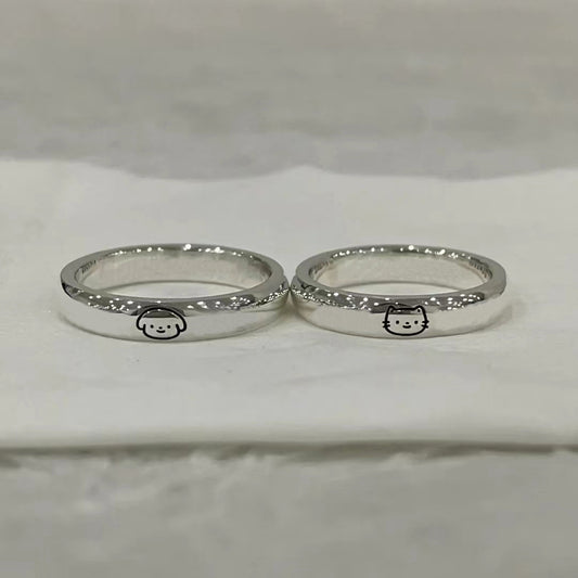 Women's & Men's Iti Puppy Kitty Cartoon Pattern Hello Rings