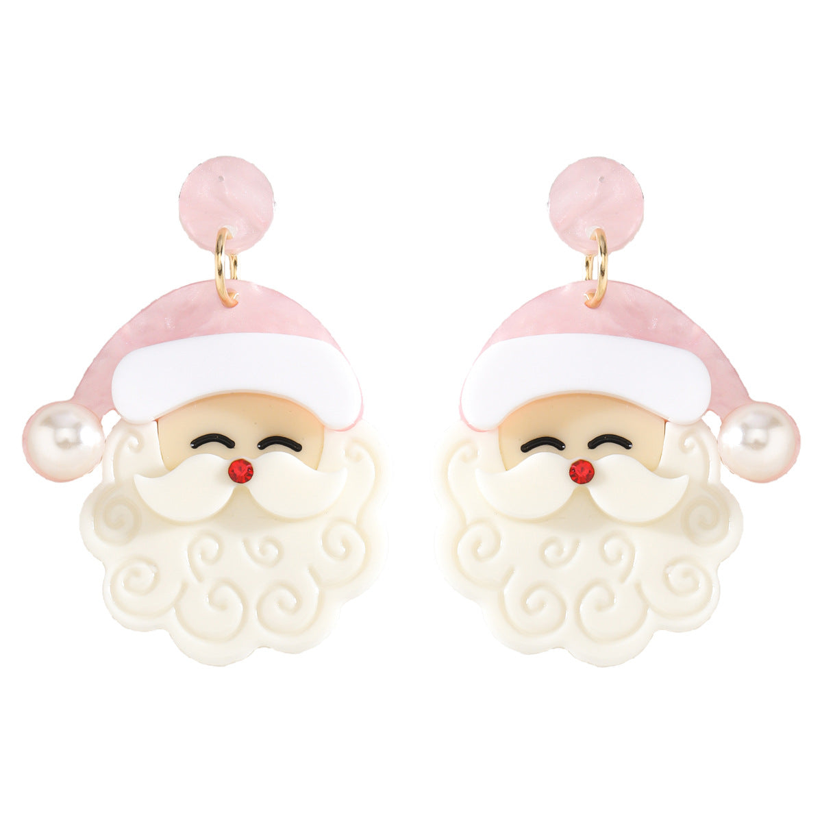 Bead Design Polished Resin Classic Santa Earrings