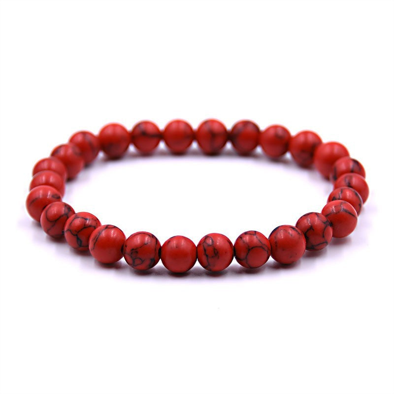 Men's Natural Stone Beads White Turquoise Elastic Bracelets