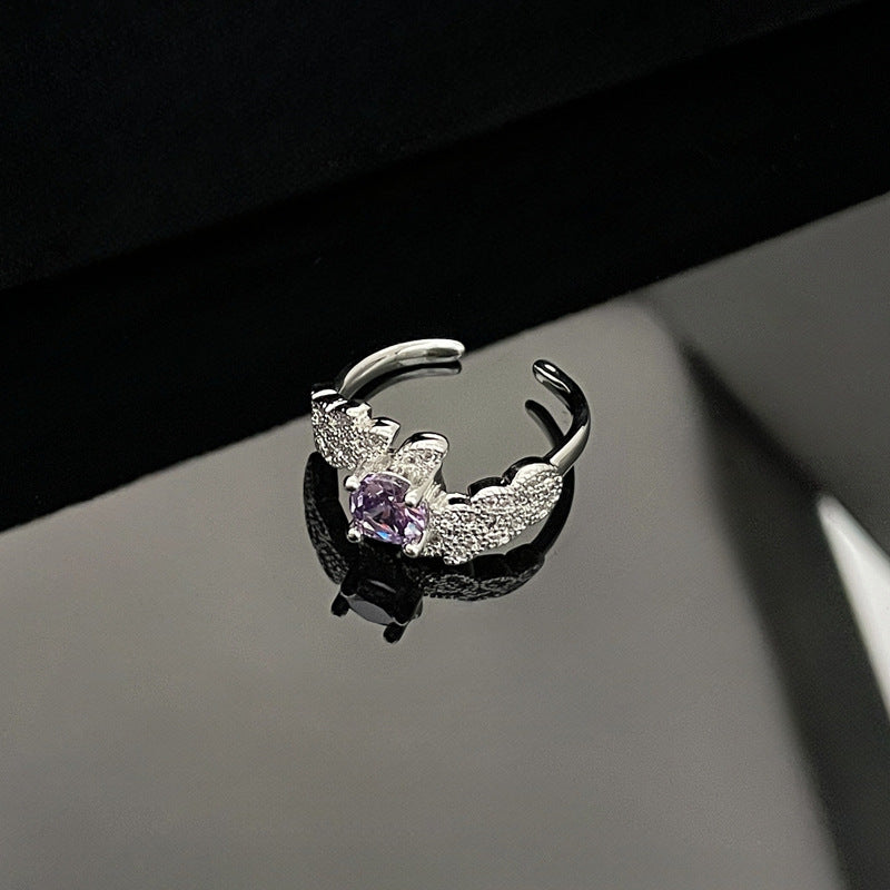 Purple Diamond Zircon High-grade Temperament Open Female Cold Style Rings