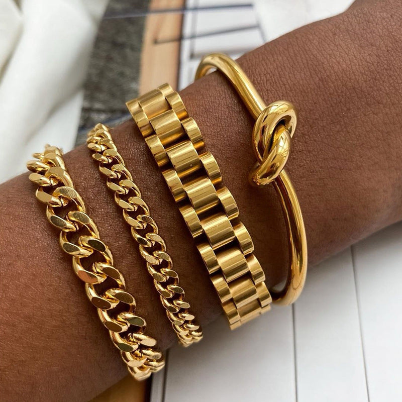 Fashion Popular Temperamental Stainless Steel Business Style Watch Bracelets