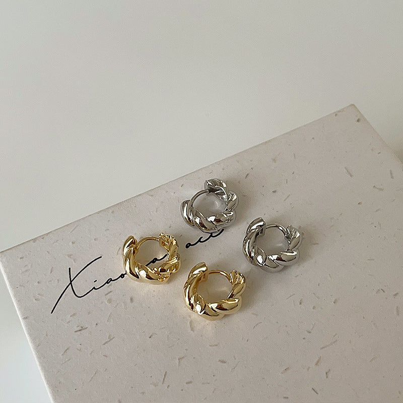 Women's Small Twisted Twist Metal Ear Cuff Earrings