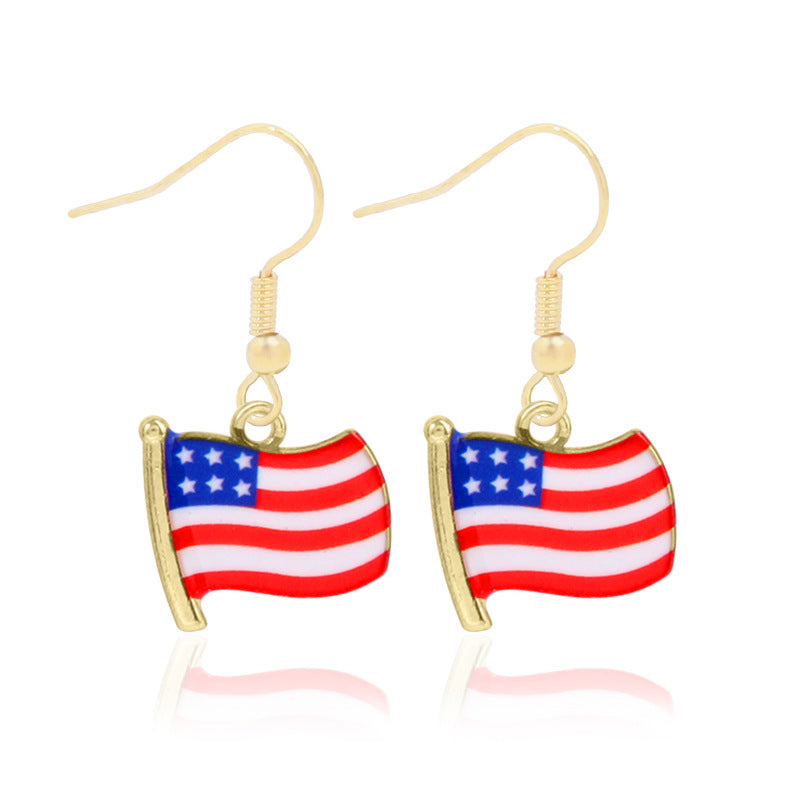 Alloy Dripping Oil Stars Stripes National Rings
