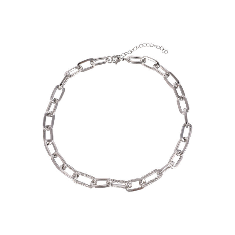 Women's Decorative Fashionable Short Clavicle Rhinestone Stitching Necklaces