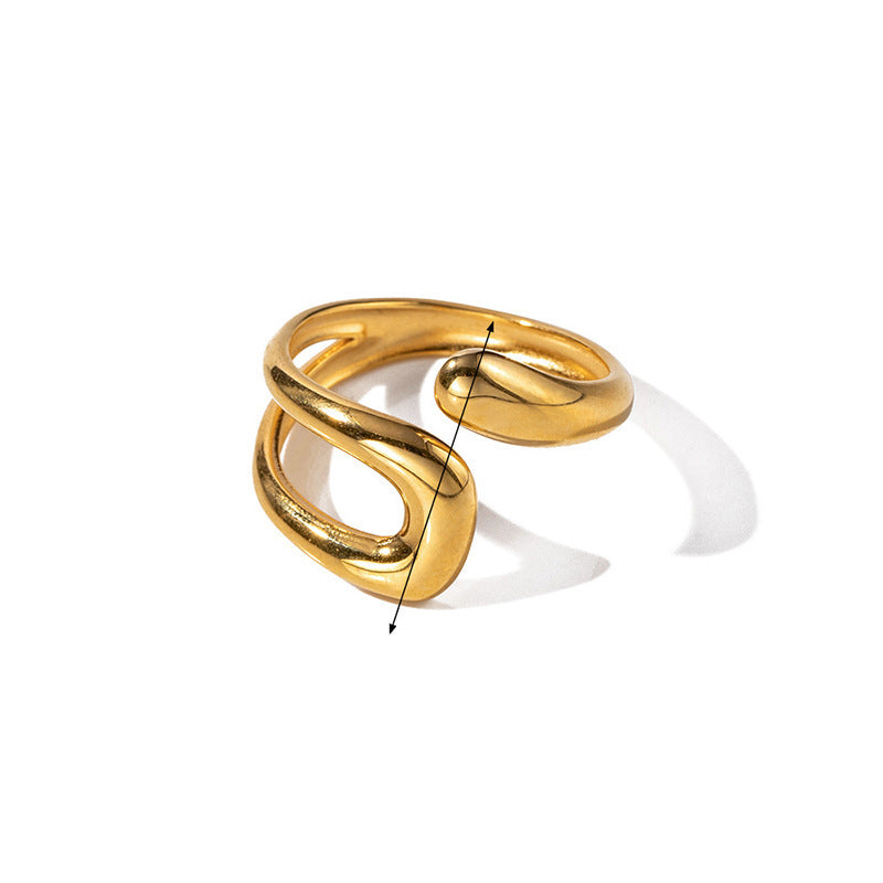 Retro Style Stainless Steel Hollow Irregular Rings