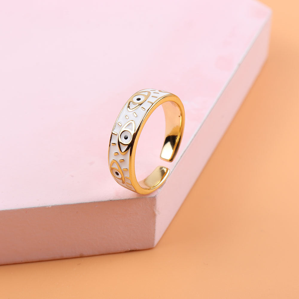 Fashion Gold Colorful Oil Devil's Eye Rings