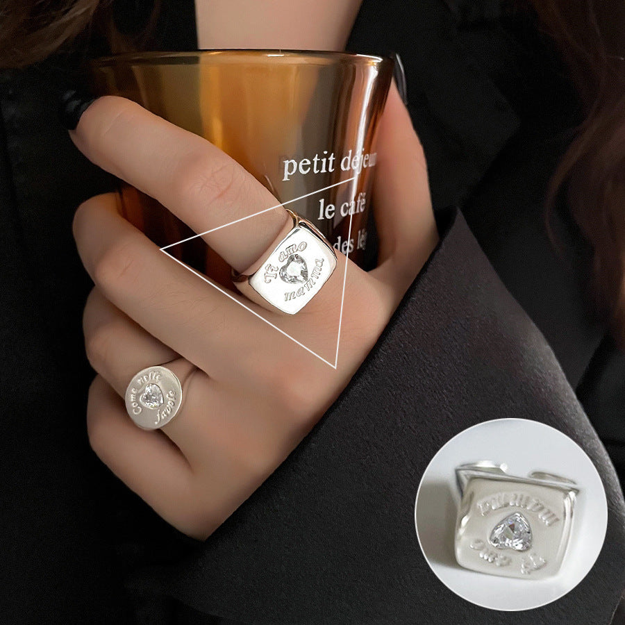 Women's Sugar Retro Fashion Geometry Pattern V-shaped Open Hip Hop Rings