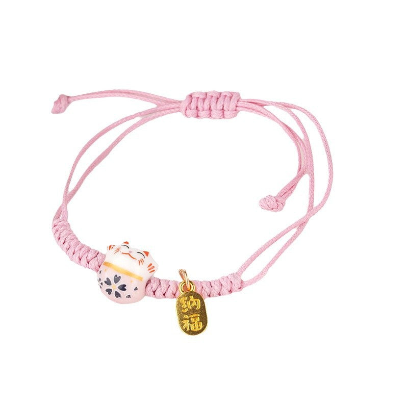 Women's Line Ceramic Fortune Cat Niche Design Bracelets