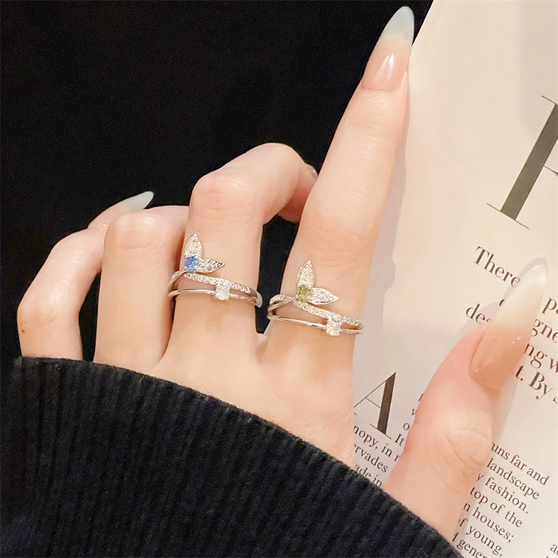 Super Flash Zircon High-grade Open Light Luxury Minority Design Rings