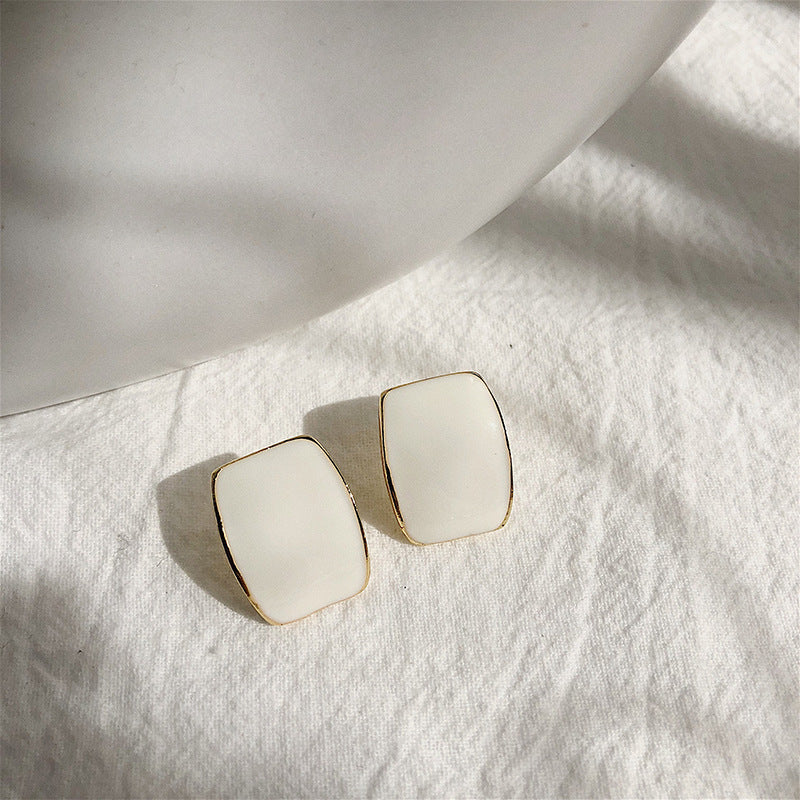 Needle Minimalist Style Convex Square Color Sweet Earrings