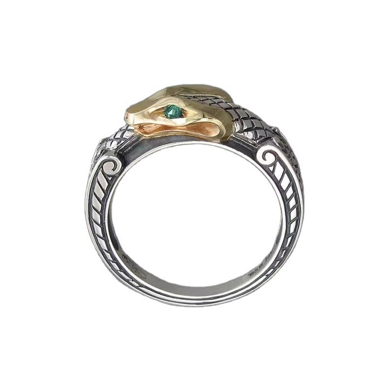 Women's & Men's Punk Sier Two-tone Snake Fashion Ornament Rings