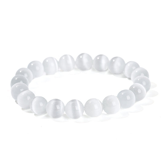 White Opal Cat Eye Effect Transparent Bracelets
