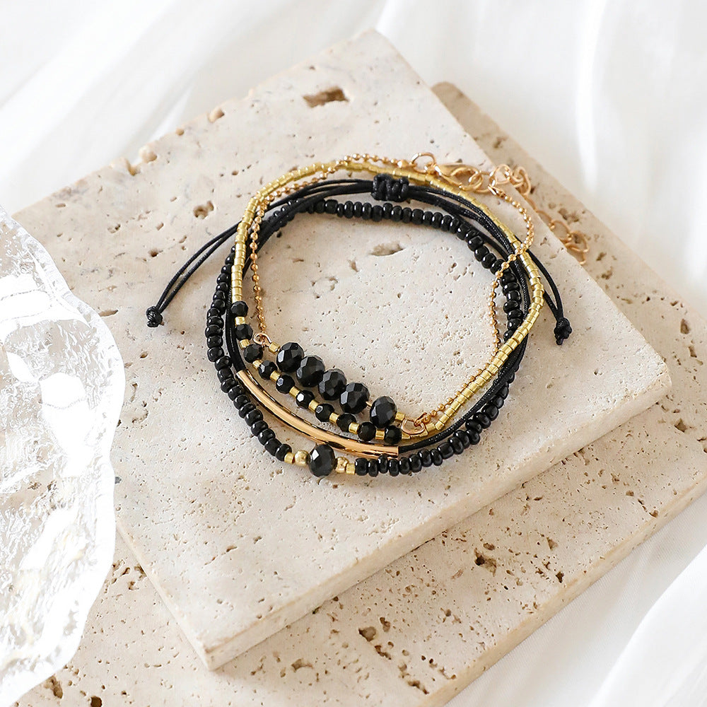 Women's Imitation Black Crystal Handmade Fashion Suit Bracelets