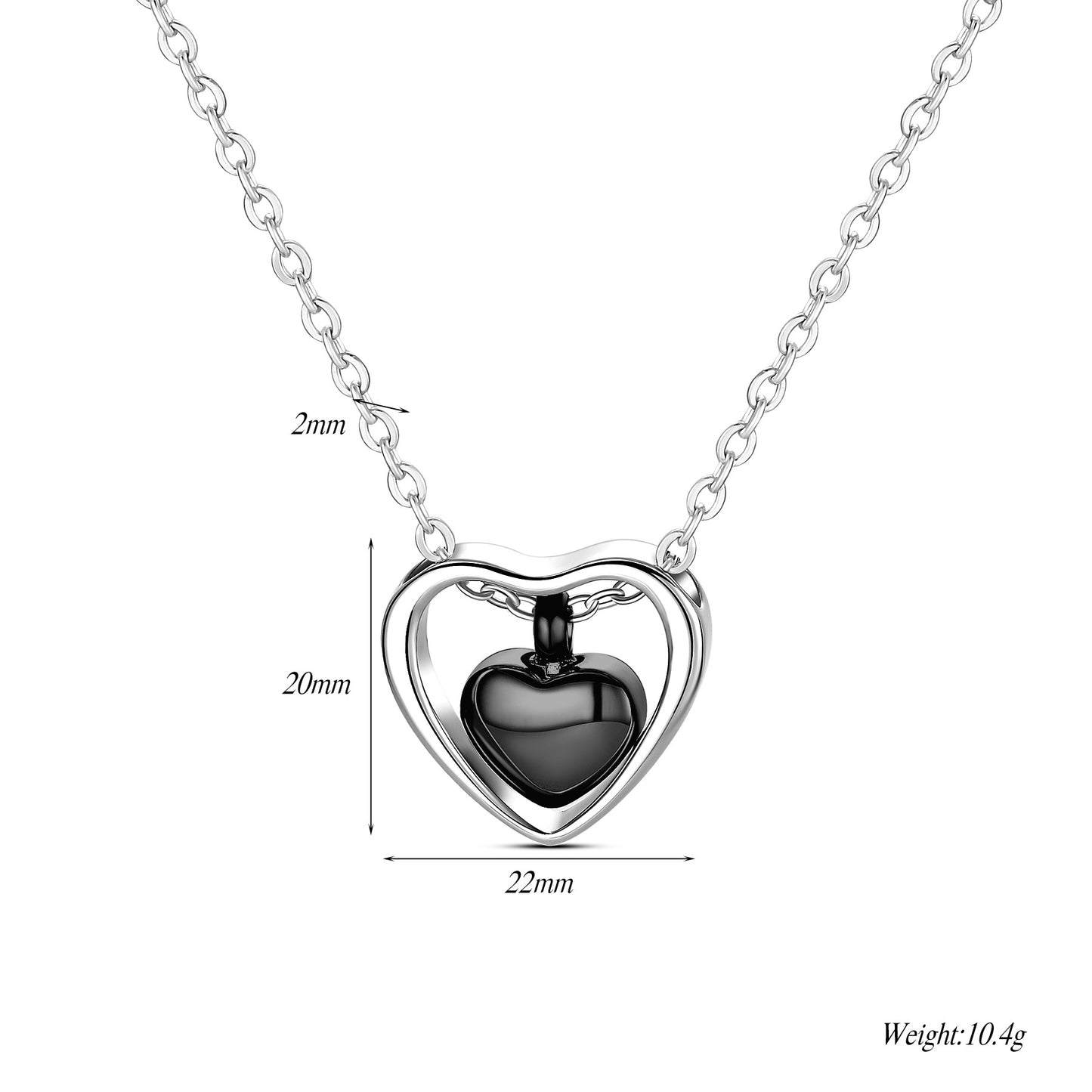 Double Peach Heart Stainless Steel Open Cinerary Casket Pendants