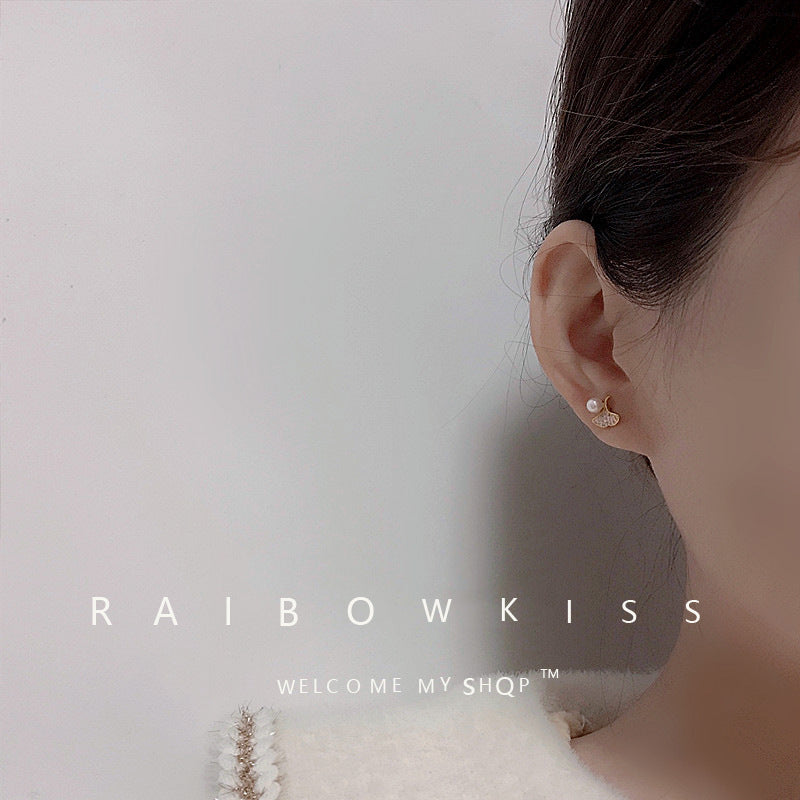 Women's Pearl Ginkgo Leaf Simple Style Texture Earrings