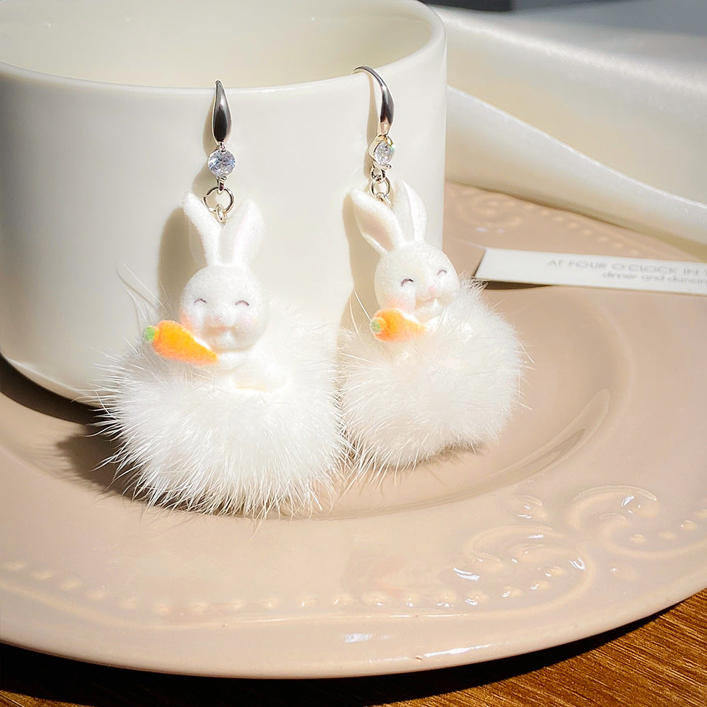 Cute Plush Rabbit Design Fashion Sweet Earrings