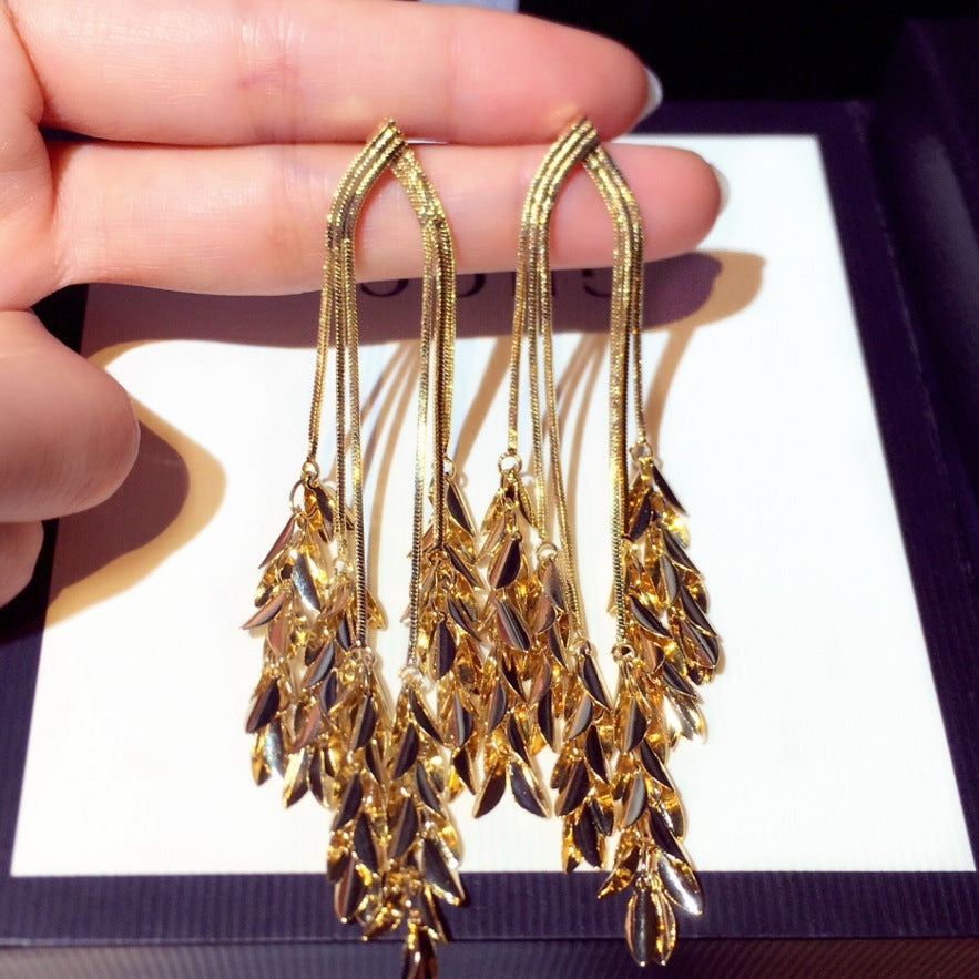 Needle Light Luxury High-grade Metal Tassel Earrings
