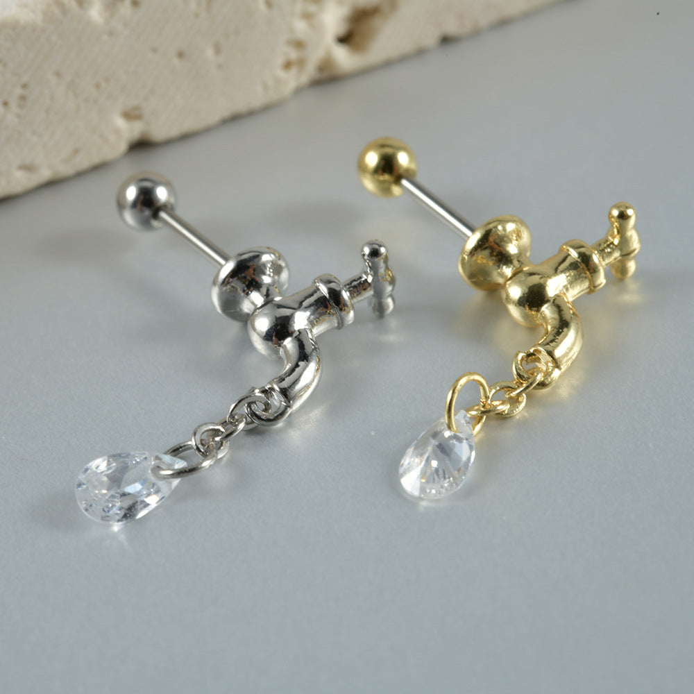 Twist Ball Screw Water Drop Ear Earrings