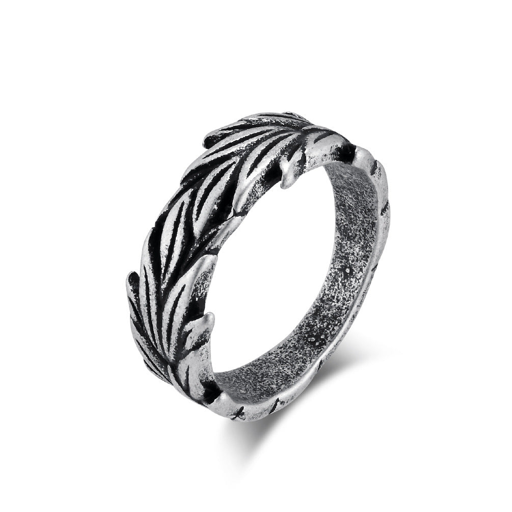 Style Hemp Leaf Titanium Steel Niche Rings
