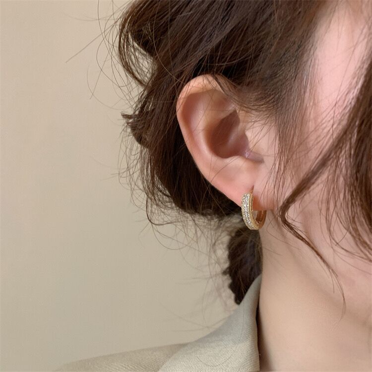 Female Niche Design Micro Inlaid Zircon Simple Earrings