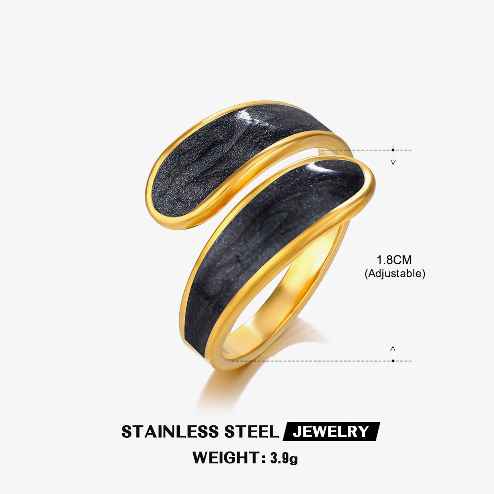 White Oil Dripping Stainless Steel Female Simple Popular Rings