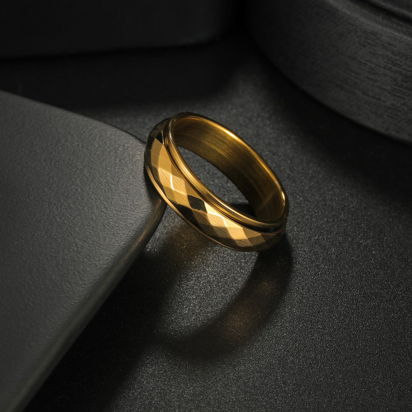 Classic Couple Rotatable Decompression Titanium Steel Rings