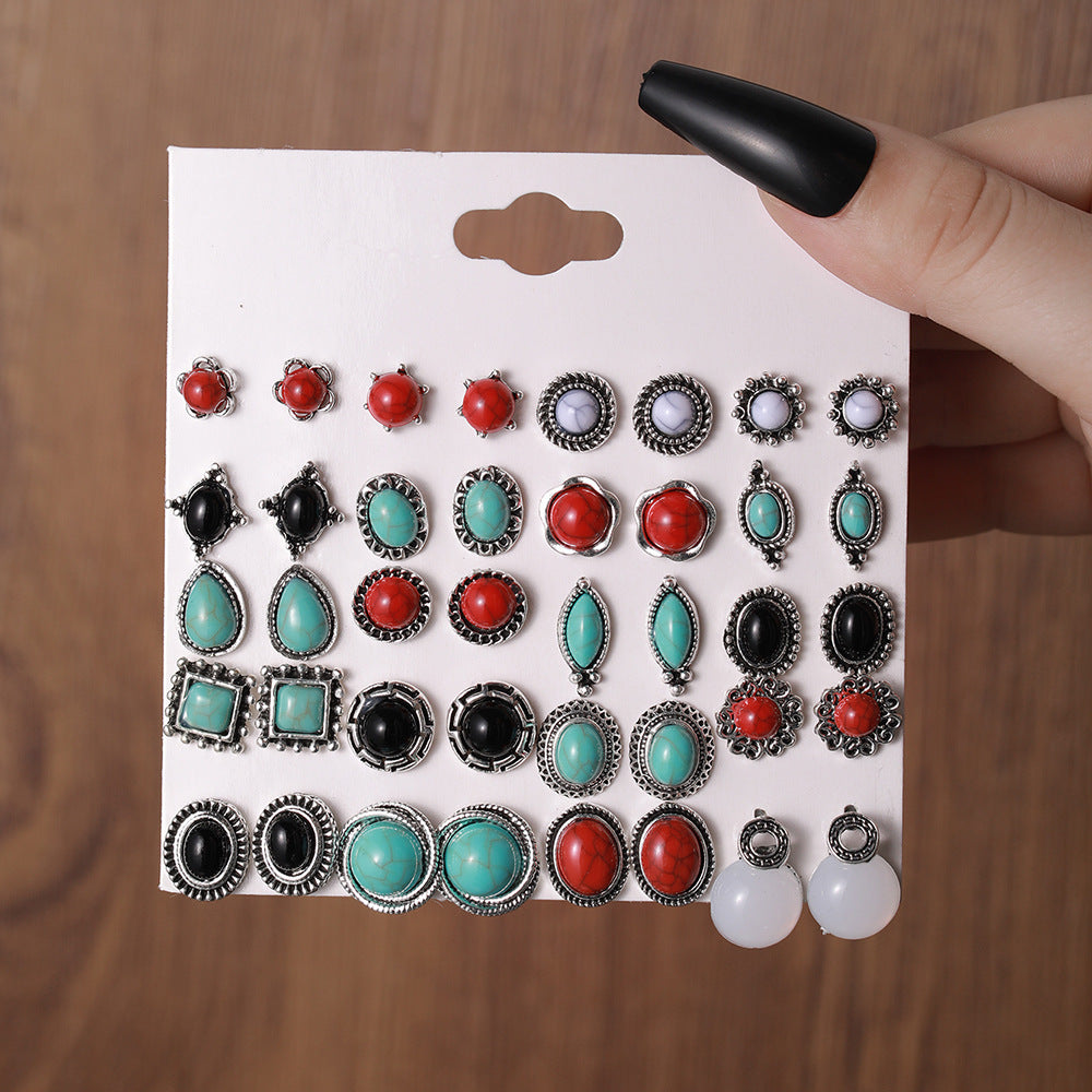 Ethnic Style Turquoise More Than Round Earrings