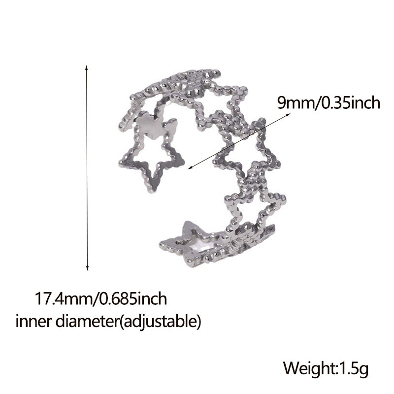 Five-pointed Star Titanium Steel Female Gold-plated Rings