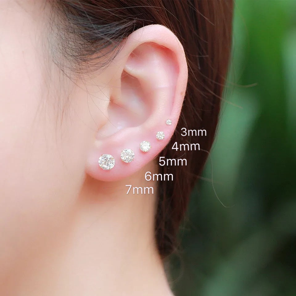 Women's Sterling Sier Zircon Simple Temperamental Mini Earrings