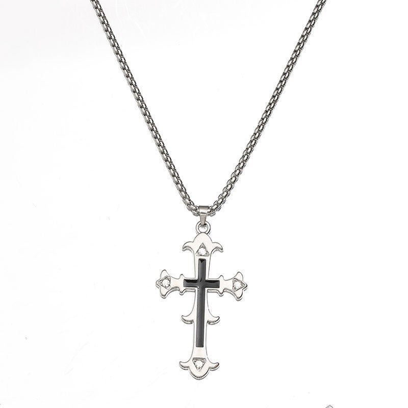 Men's Diamond Cross Neck Accessories Simple Retro Necklaces
